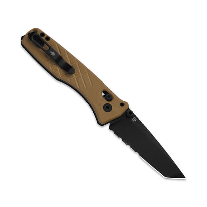Kizer Aegis T 3.21" AEB-L Serrated Brown G10 Clutch-Lock Rescue Folding Knife V3774CTA3