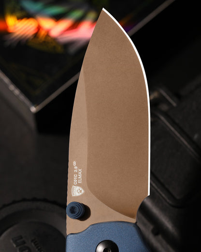 Kizer Sheepdog C01C 2.95" Elmax Sunset Metal PVD Blue Aluminium Clutch-Lock Folding Knife Ki3488.29CDA1
