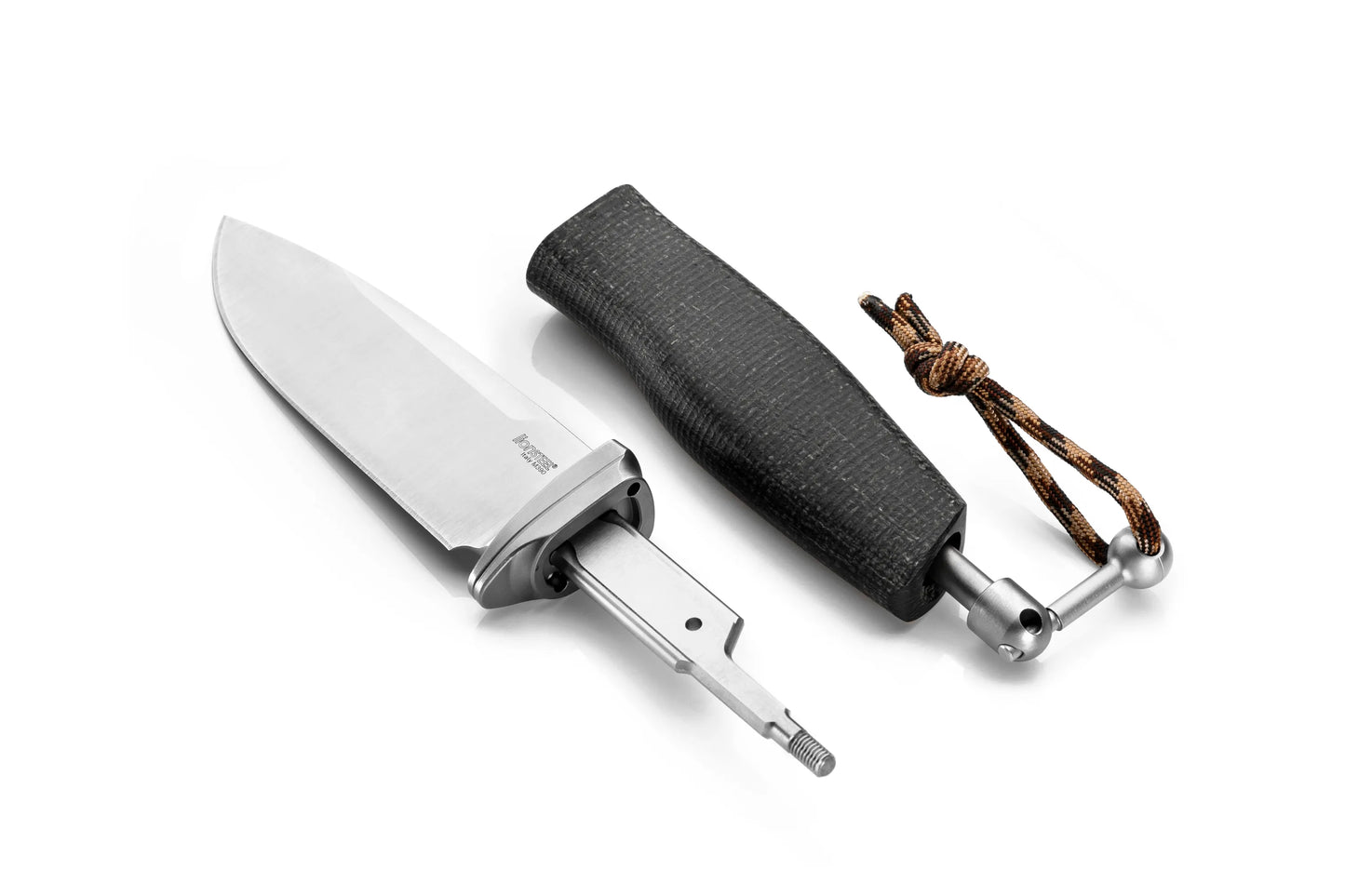 LionSteel Acha 4.21" M390 Satin Black Burlap Micarta Fixed Blade Knife AH BLB