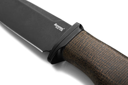 LionSteel Acha 4.21" M390 Black PVD Stonewashed Green Burlap Micarta Fixed Blade Knife AH B BLG