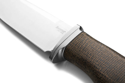 LionSteel Acha 4.21" M390 Satin Green Burlap Micarta Fixed Blade Knife AH BLG