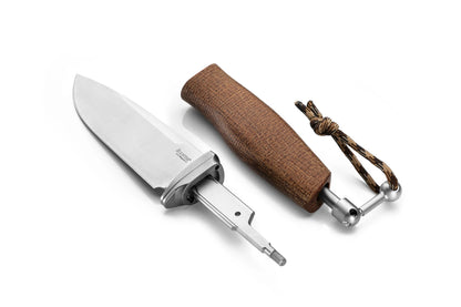 LionSteel Acha 4.21" M390 Satin Natural Burlap Micarta Fixed Blade Knife AH BLN