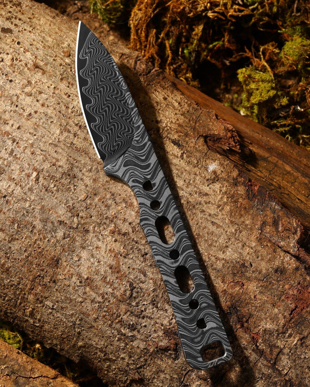 Kizer Whiskey Jack 2.06" Damascus G10 Mkuruti Wood Compact Fixed Blade Knife by Jonathan Styles 1108A2