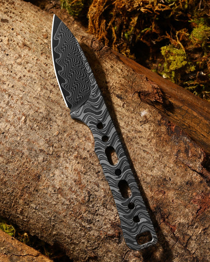 Kizer Whiskey Jack 2.06" Damascus G10 Mkuruti Wood Compact Fixed Blade Knife by Jonathan Styles 1108A2