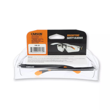 Carson Safety Glasses +2.5 Diopter 1.6x Magnifier Flip-Up Scratch-Resistant Lens VM-20