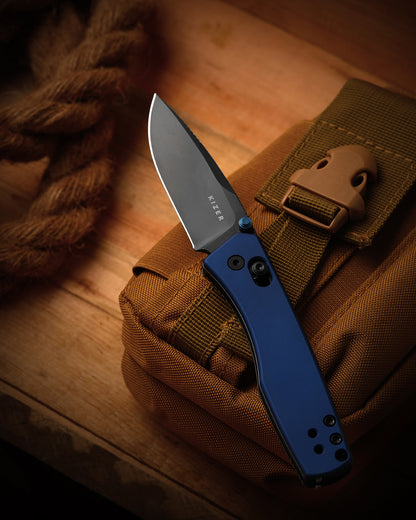 Kizer Aegis 2.8" AEB-L Matte DLC Blue Aluminium Clutch-Lock Folding Knife V3774A3