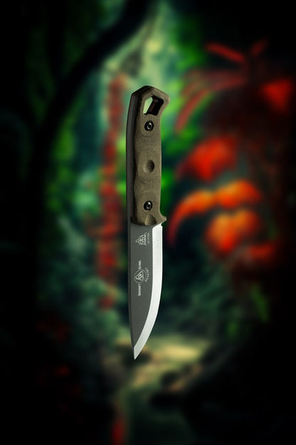 TOPS Brakimo 5.25" Tungsten Cerakote Fixed Blade Knife by Joe Flowers and Bushcraft Global BRAK-02