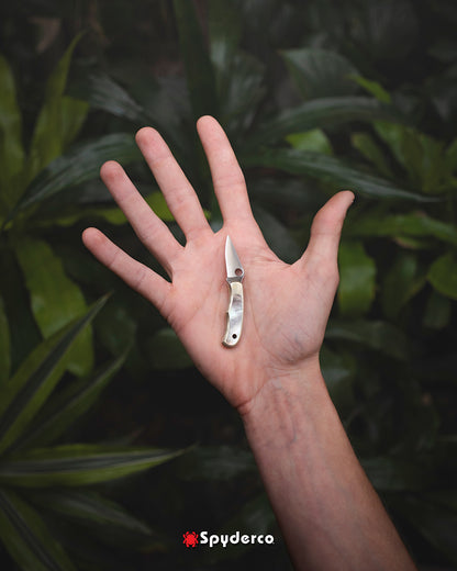 Spyderco Bug Nickel Silver Abalone 1.25" Sandvik 12C27 Micro Folding Knife C133AP