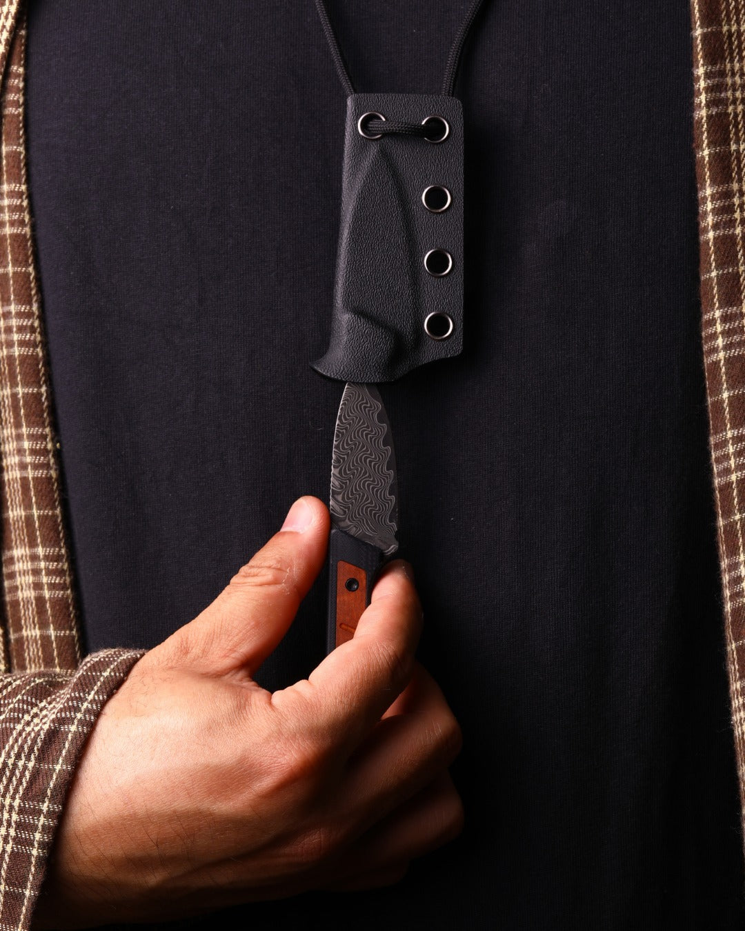 Kizer Whiskey Jack 2.06" Damascus G10 Mkuruti Wood Compact Fixed Blade Knife by Jonathan Styles 1108A2