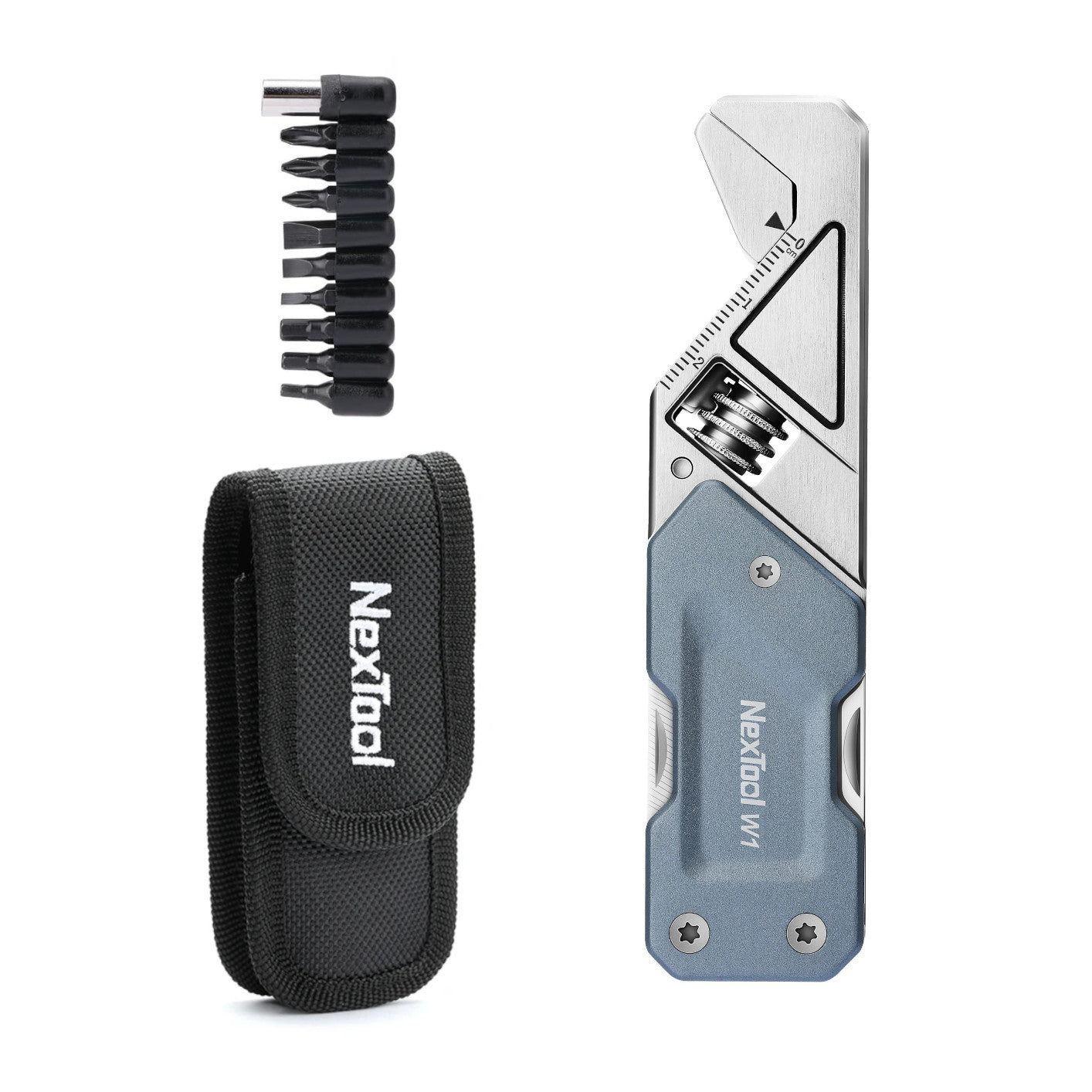NexTool Light Wrench W1 Blue Multi-Tool 6 Functions with Pouch and Bit Kit