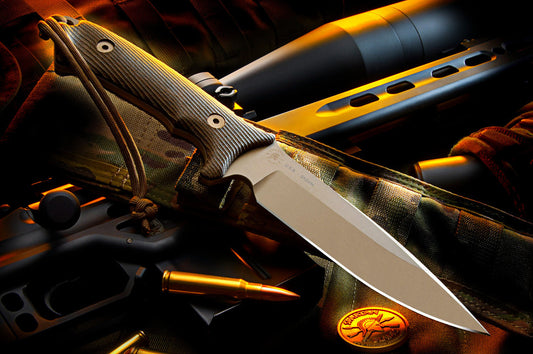 Spartan Blades Harsey Difensa 6.25" CPM S45VN FDE Fixed Blade Knife with Multicam MOLLE Sheath