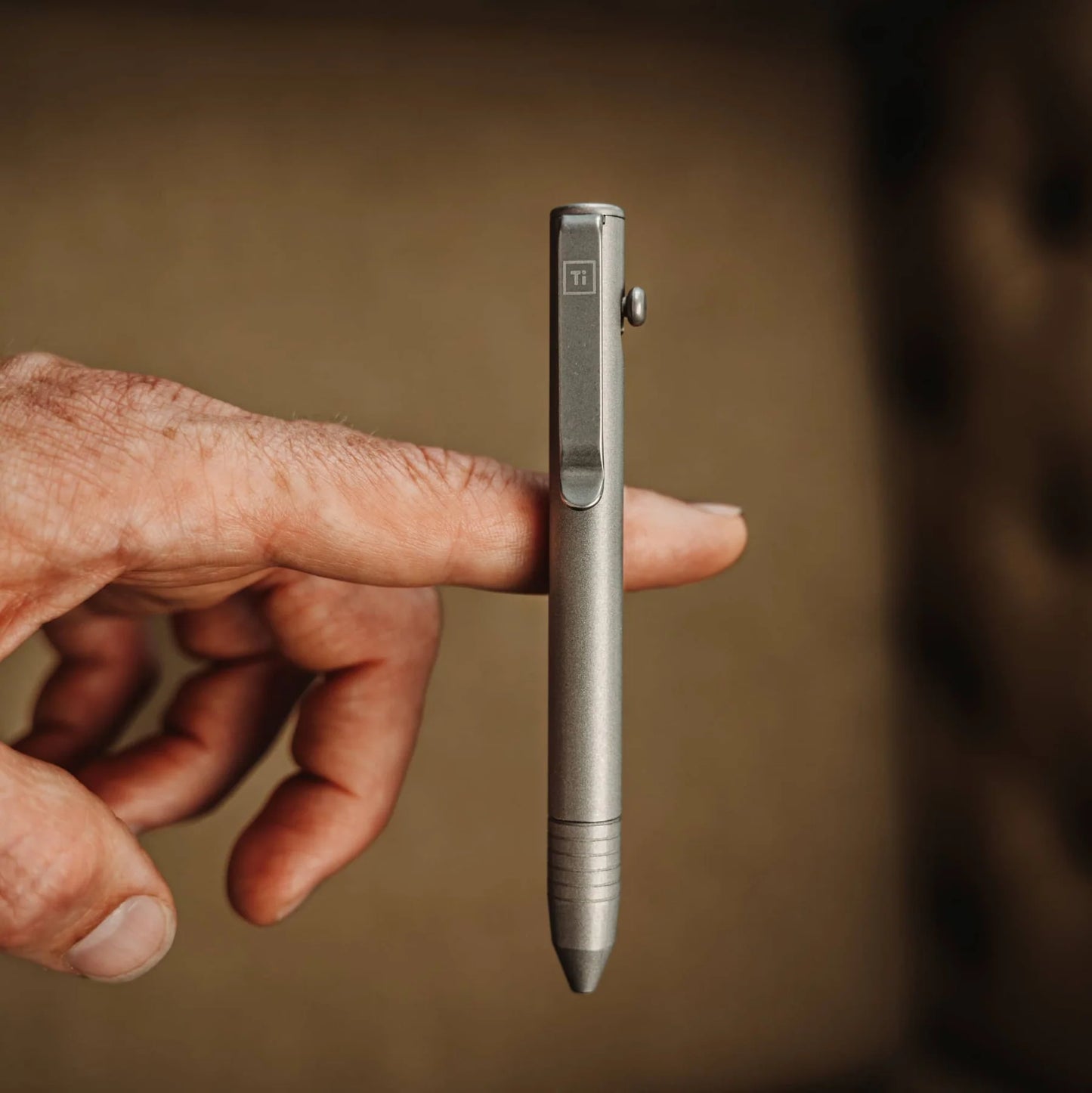 Big Idea Design Base Line Stonewashed Titanium Bolt-Action Pen