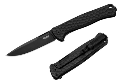 LionSteel Emmet 2.83" Magnacut Old Black / Black Aluminium Integral Folding Knife EM01A BB