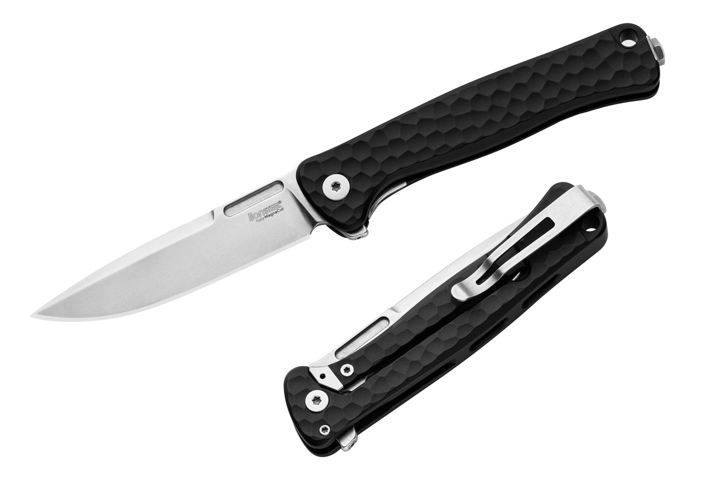 LionSteel Emmet 2.83" Magnacut Black Aluminium Integral Folding Knife EM01A BS