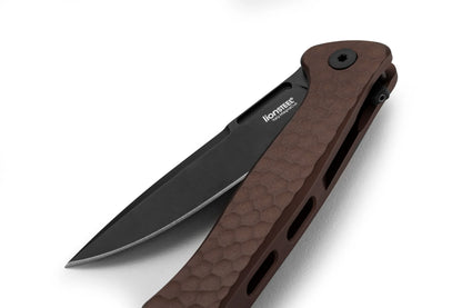 LionSteel Emmet 2.83" Magnacut Old Black / Earth Aluminium Integral Folding Knife EM01A EB