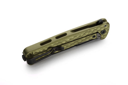 LionSteel Emmet 2.83" Magnacut Old Black / Green Aluminium Integral Folding Knife EM01A GB