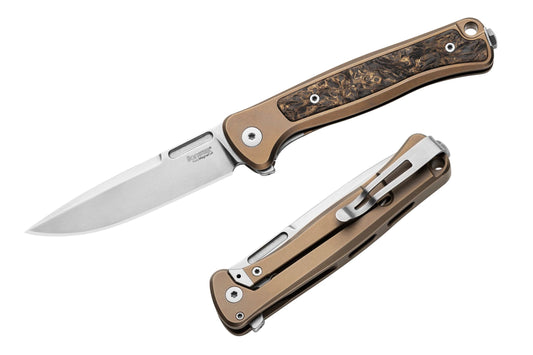 LionSteel Emmet 2.83" Magnacut Bronze Titanium Carbon Fiber Integral Folding Knife EM01 BR