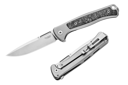 LionSteel Emmet 2.83" Magnacut Titanium Carbon Fiber Integral Folding Knife EM01 GY
