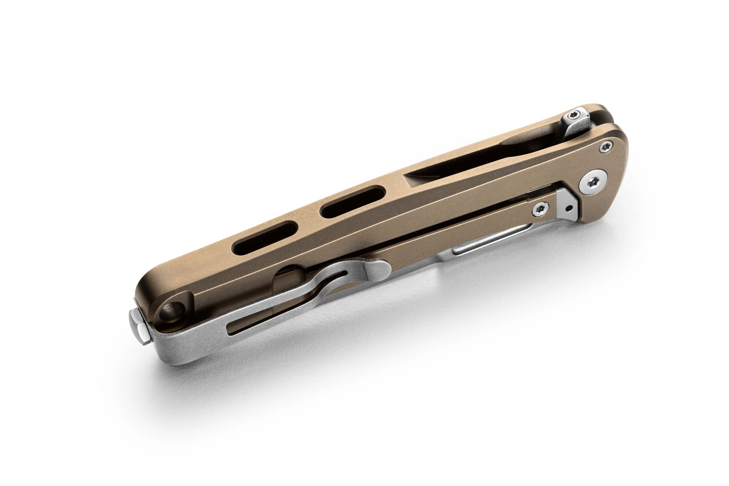 LionSteel Emmet 2.83" Magnacut Bronze Titanium Carbon Fiber Integral Folding Knife EM01 BR