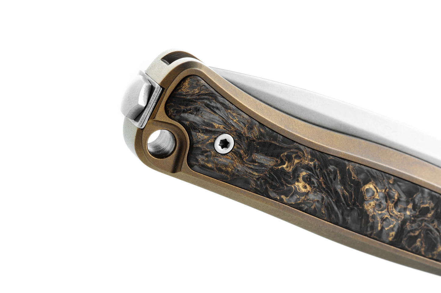 LionSteel Emmet 2.83" Magnacut Bronze Titanium Carbon Fiber Integral Folding Knife EM01 BR
