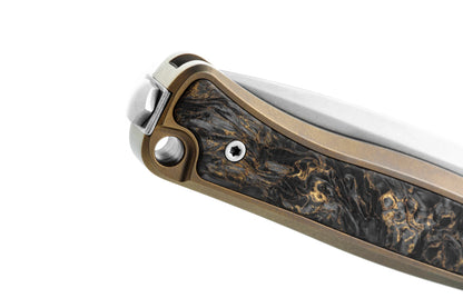 LionSteel Emmet 2.83" Magnacut Bronze Titanium Carbon Fiber Integral Folding Knife EM01 BR