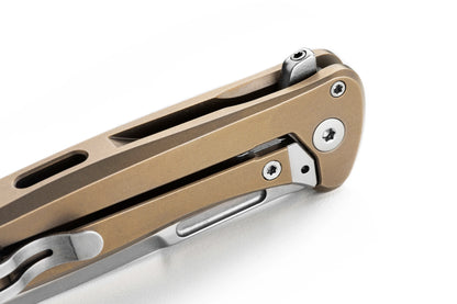 LionSteel Emmet 2.83" Magnacut Bronze Titanium Carbon Fiber Integral Folding Knife EM01 BR