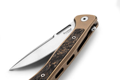 LionSteel Emmet 2.83" Magnacut Bronze Titanium Carbon Fiber Integral Folding Knife EM01 BR