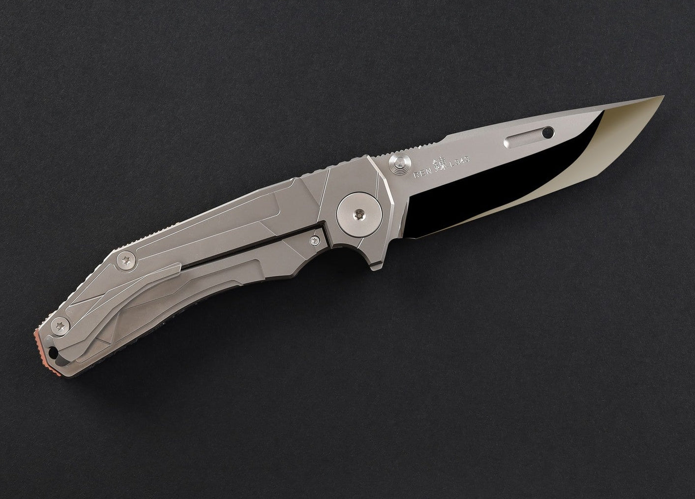 Rockstead REN-ZDP (DMB) 3.7" Polished ZDP189 Tanto Folding Knife with Dark Matter Black Carbon Fiber Titanium Handle