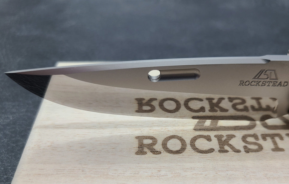 Rockstead HIGO II X-CF-ZDP (Blue) 3.5" Polished ZDP189 Folding Knife with Titanium Carbon Fiber Handle