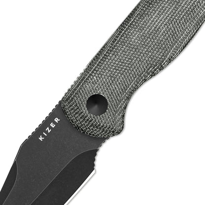 Kizer Drop Bear 2.6" AEB-L Black Stonewash Micarta Compact Fixed Blade Knife 1092A1