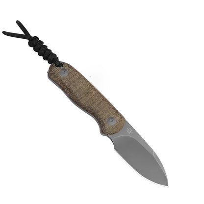 Kizer Drop Bear 2.6" Sandvik 14C28N Burlap Micarta Compact Fixed Blade Knife 1094A1