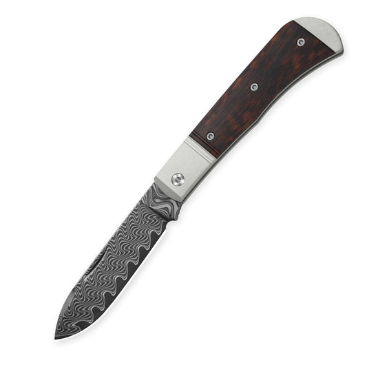 Kizer Trestle 2.95" Damascus Aluminium and Leopardwood Folding Knife V3760A3