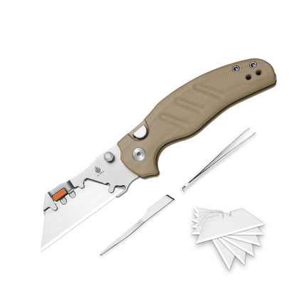 Kizer Sheepdog Utility 2.8" CO1C UTI 2 Brown G10 Button-Lock Replaceable-Blade Folding Knife V3488.29JNA2