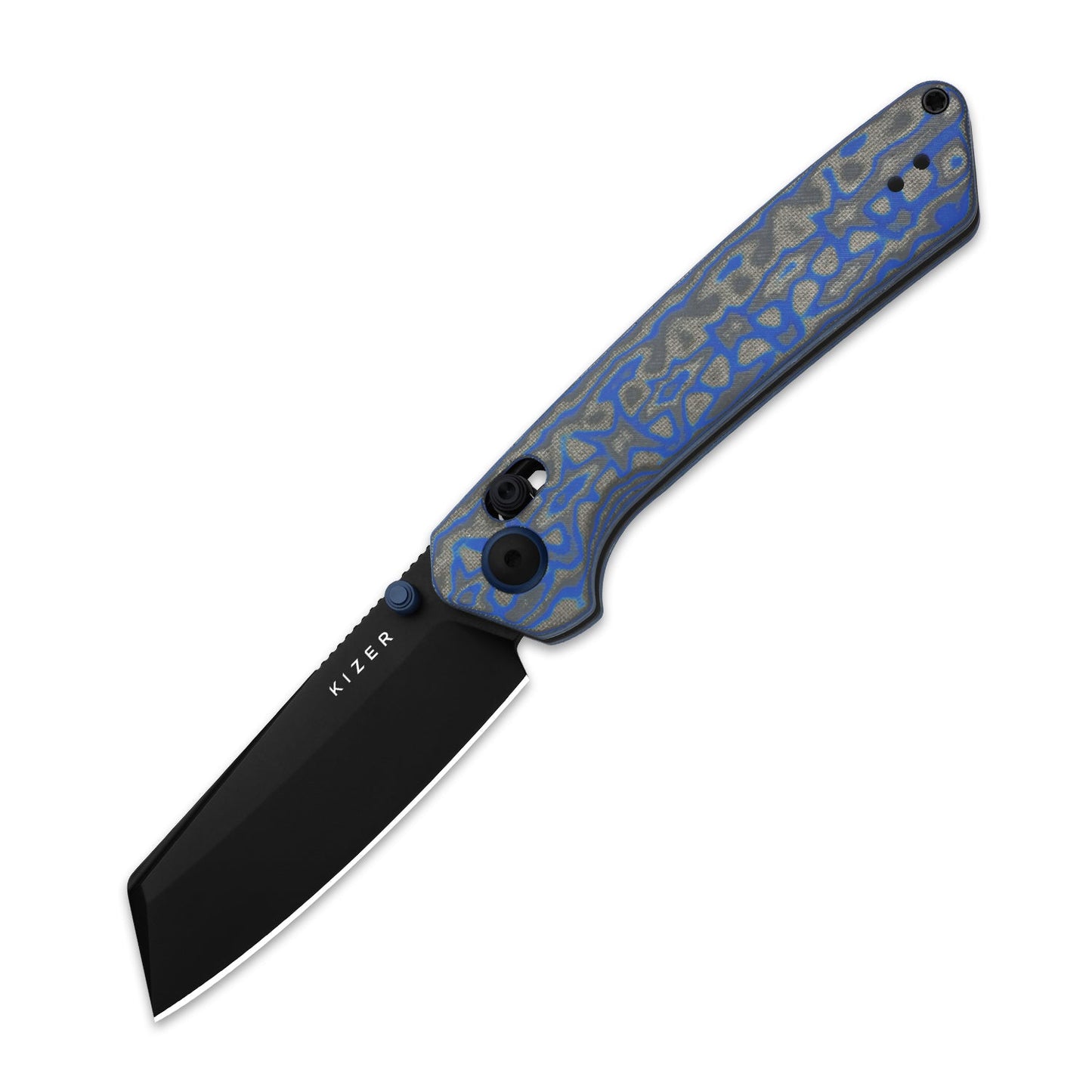 Kizer Madrac Clutch-Lock 3.06" Nitro-V Blue Vortex Micarta Folding Knife V3693A4