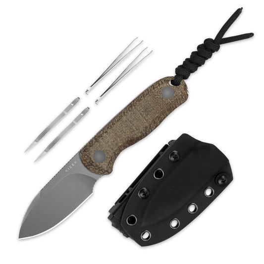 Kizer Drop Bear 2.6" Sandvik 14C28N Burlap Micarta Compact Fixed Blade Knife 1094A1