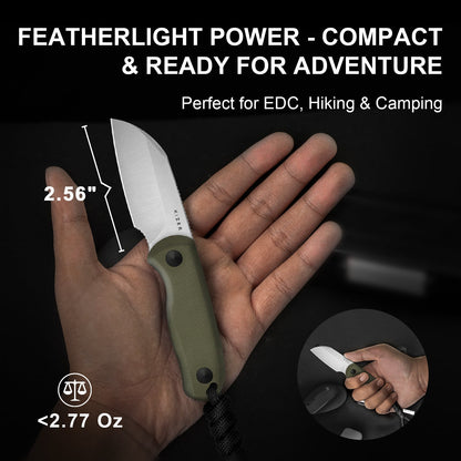 Kizer Drop Bear 2.6" AEB-L Olive Green G10 Compact Sheepsfoot Fixed Blade Knife 1093A1