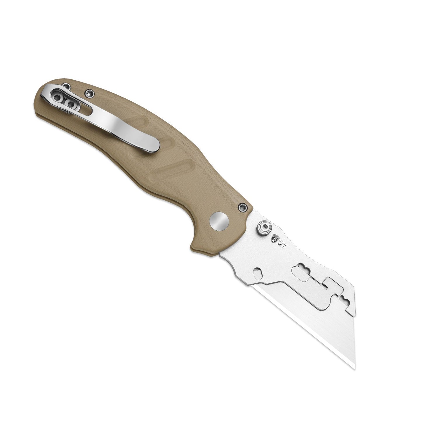 Kizer Sheepdog Utility 2.8" CO1C UTI 2 Brown G10 Button-Lock Replaceable-Blade Folding Knife V3488.29JNA2