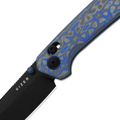 Kizer Madrac Clutch-Lock 3.06" Nitro-V Blue Vortex Micarta Folding Knife V3693A4
