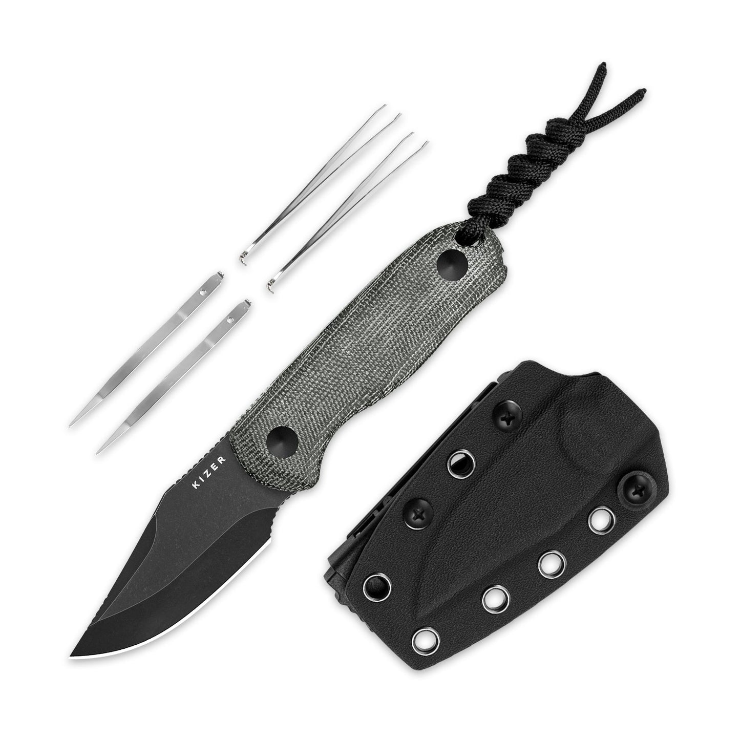 Kizer Drop Bear 2.6" AEB-L Black Stonewash Micarta Compact Fixed Blade Knife 1092A1