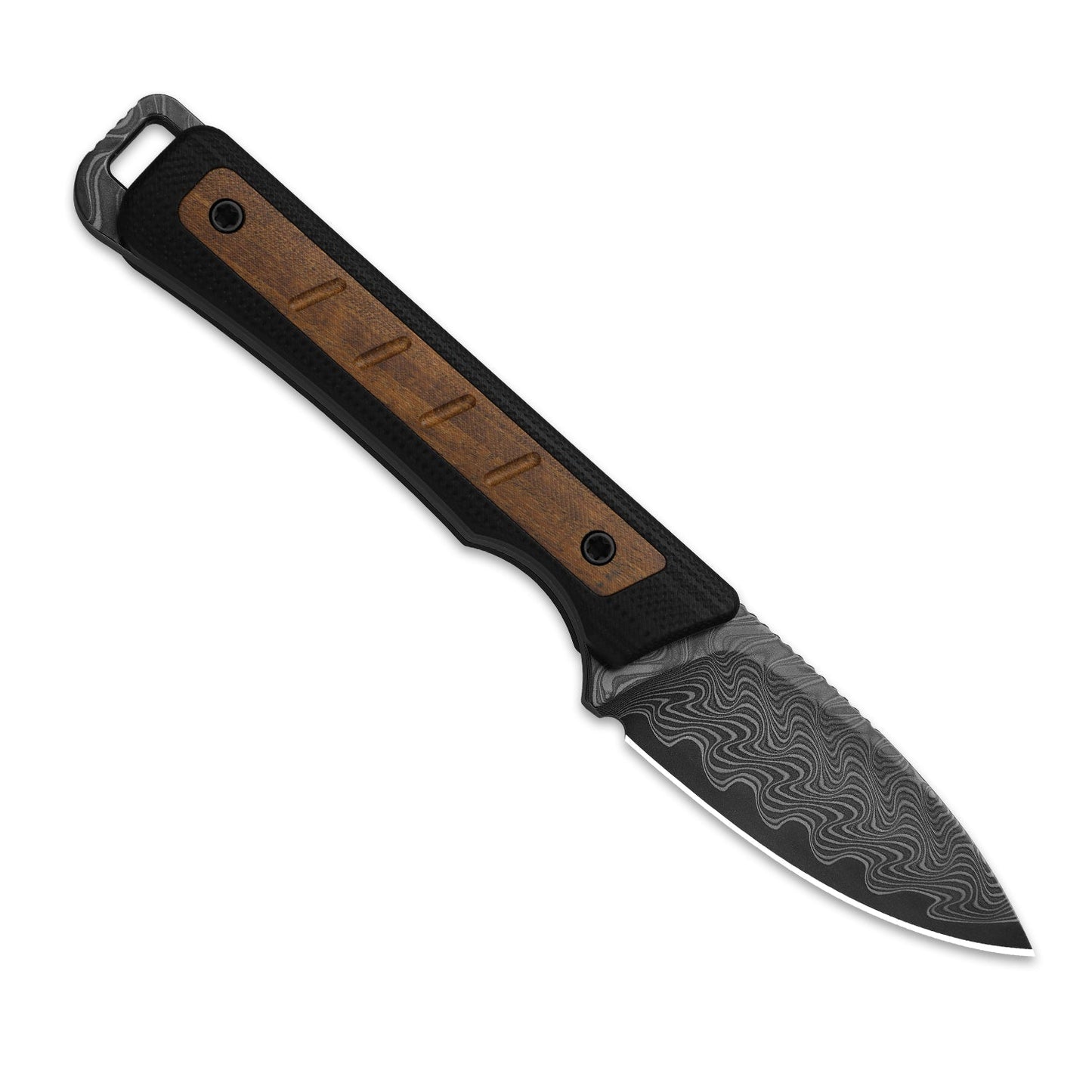 Kizer Whiskey Jack 2.06" Damascus G10 Mkuruti Wood Compact Fixed Blade Knife by Jonathan Styles 1108A2