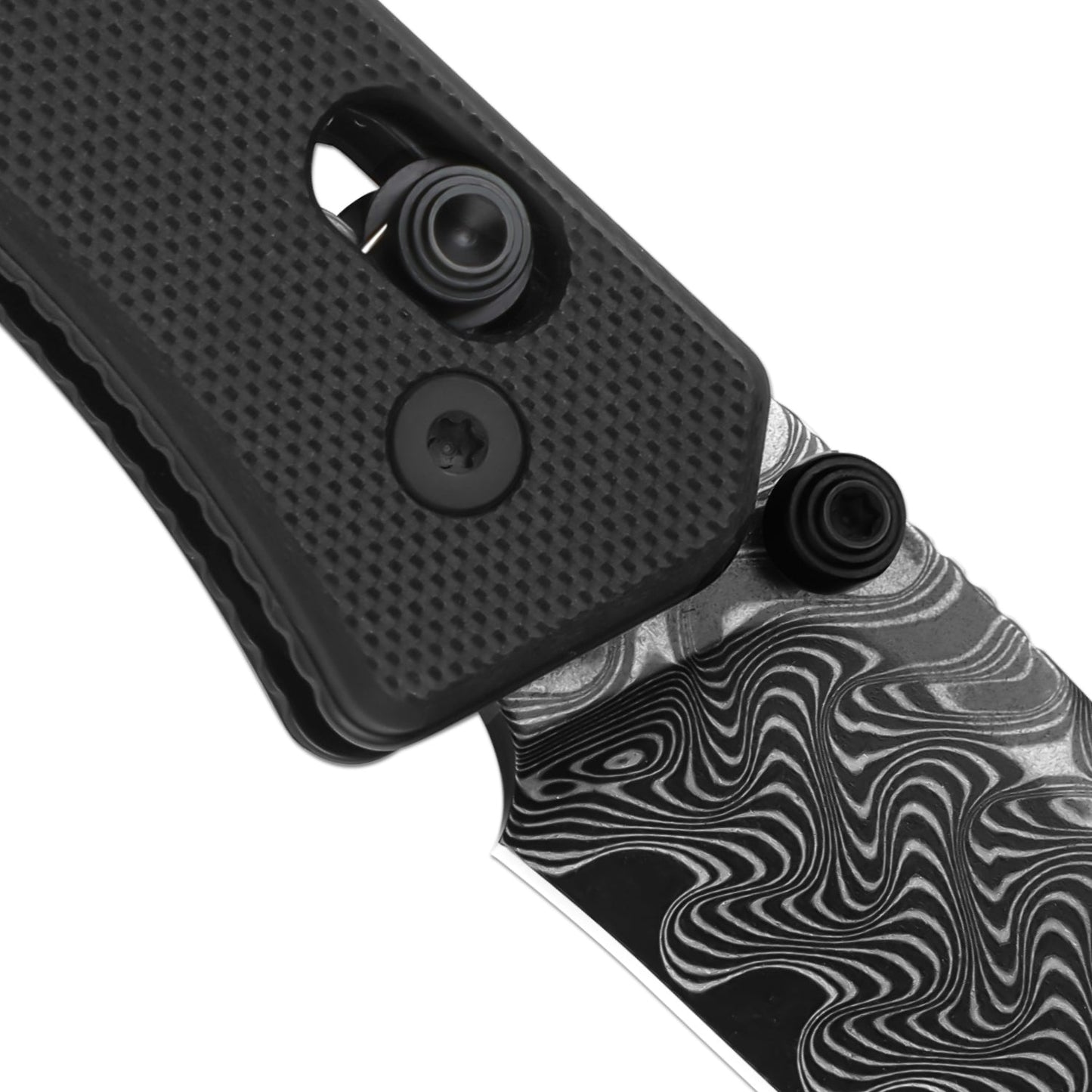 Kizer Aegis 2.8" Feathered Damascus Black G10 Clutch-Lock Folding Knife V3774A2