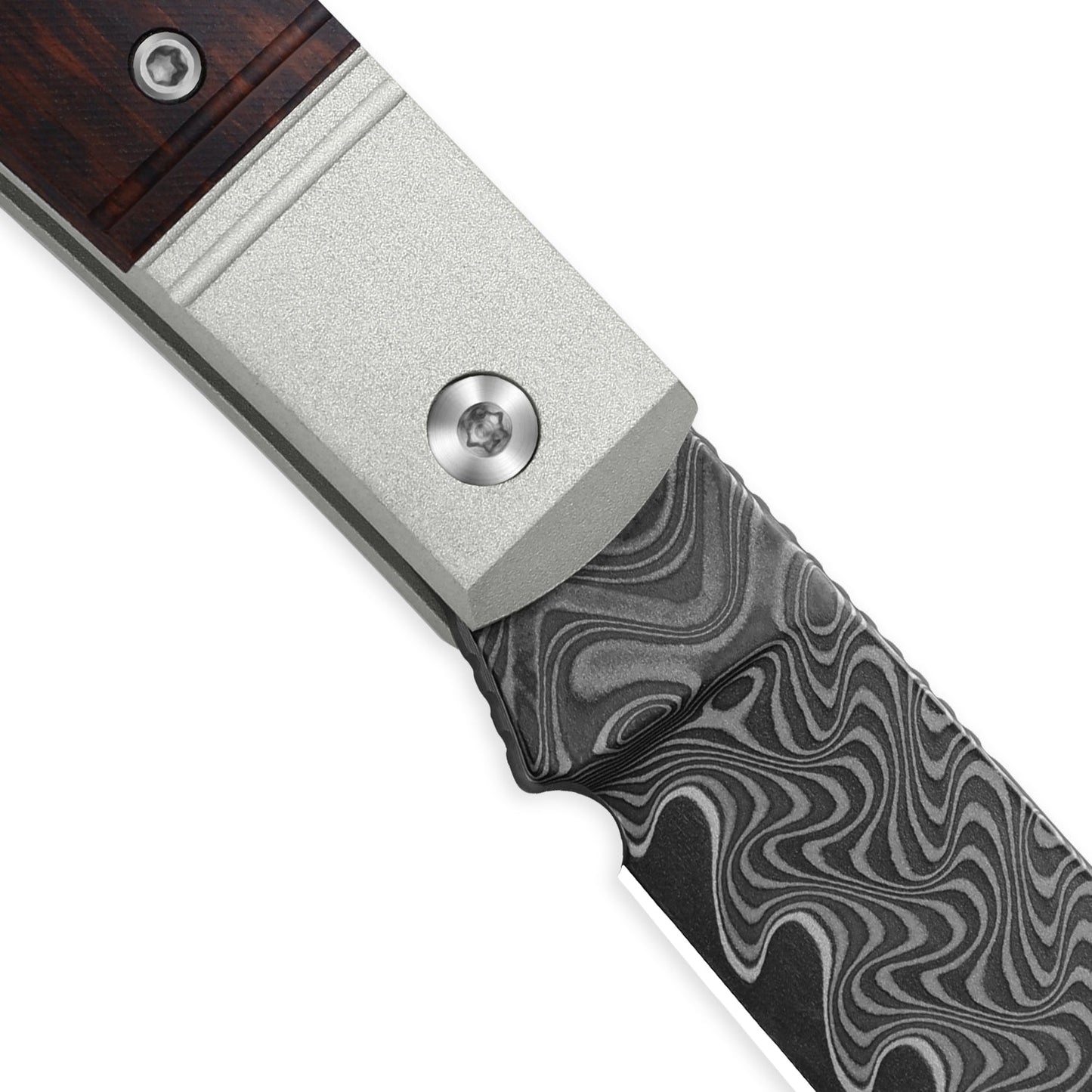 Kizer Trestle 2.95" Damascus Aluminium and Leopardwood Folding Knife V3760A3