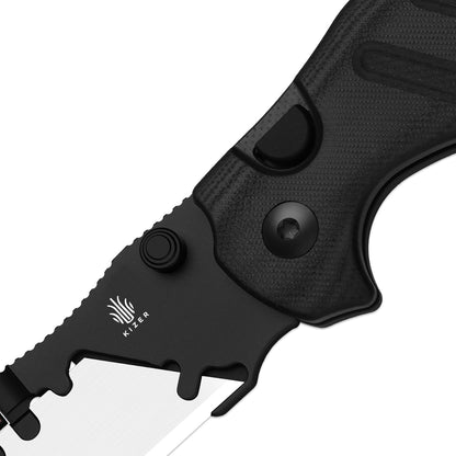 Kizer Sheepdog Utility 2.8" CO1C UTI 2 Black G10 Button-Lock Replaceable-Blade Folding Knife V3488.29JNA3