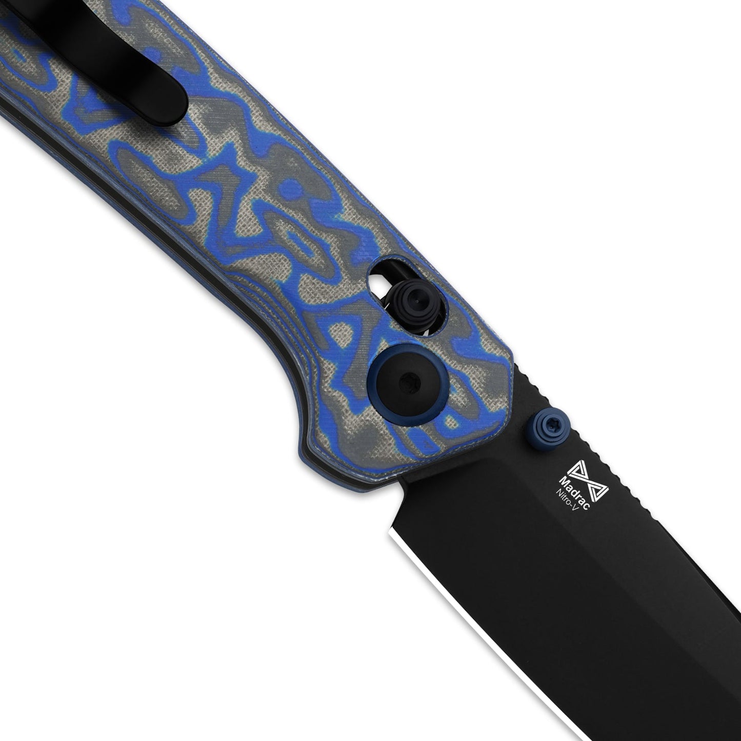 Kizer Madrac Clutch-Lock 3.06" Nitro-V Blue Vortex Micarta Folding Knife V3693A4