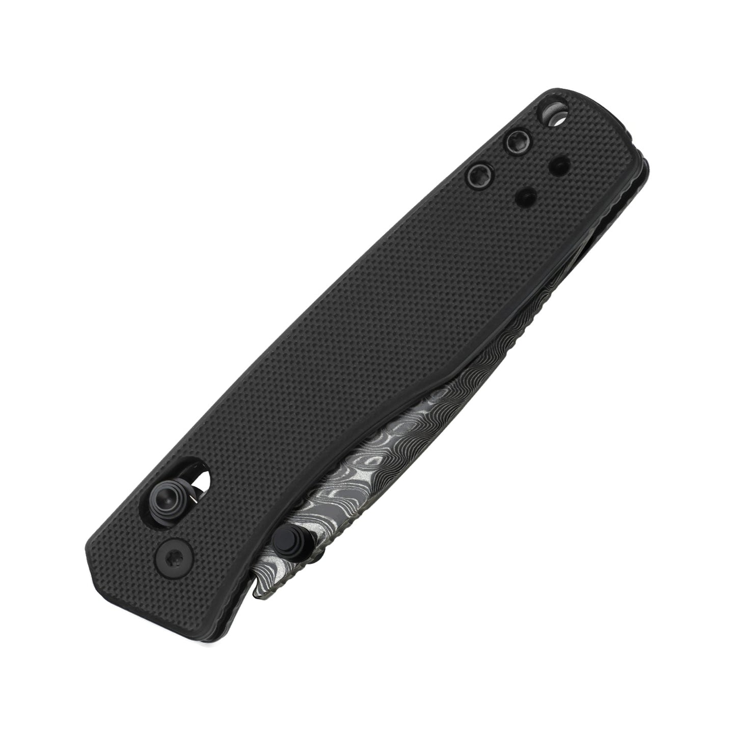 Kizer Aegis 2.8" Feathered Damascus Black G10 Clutch-Lock Folding Knife V3774A2