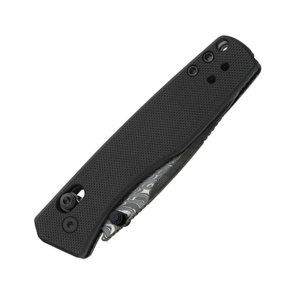 Kizer Aegis 2.8" Feathered Damascus Black G10 Clutch-Lock Folding Knife V3774A2