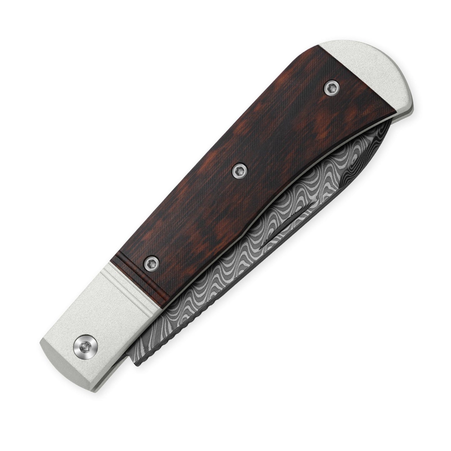 Kizer Trestle 2.95" Damascus Aluminium and Leopardwood Folding Knife V3760A3