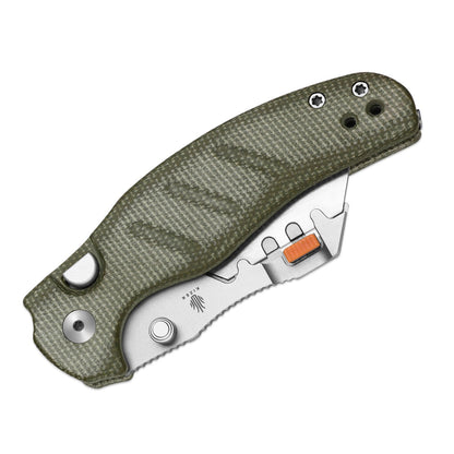 Kizer Sheepdog Utility 2.8" CO1C UTI 2 Green Micarta Button-Lock Replaceable-Blade Folding Knife V3488.29JNA1