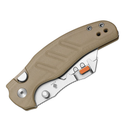 Kizer Sheepdog Utility 2.8" CO1C UTI 2 Brown G10 Button-Lock Replaceable-Blade Folding Knife V3488.29JNA2