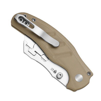 Kizer Sheepdog Utility 2.8" CO1C UTI 2 Brown G10 Button-Lock Replaceable-Blade Folding Knife V3488.29JNA2